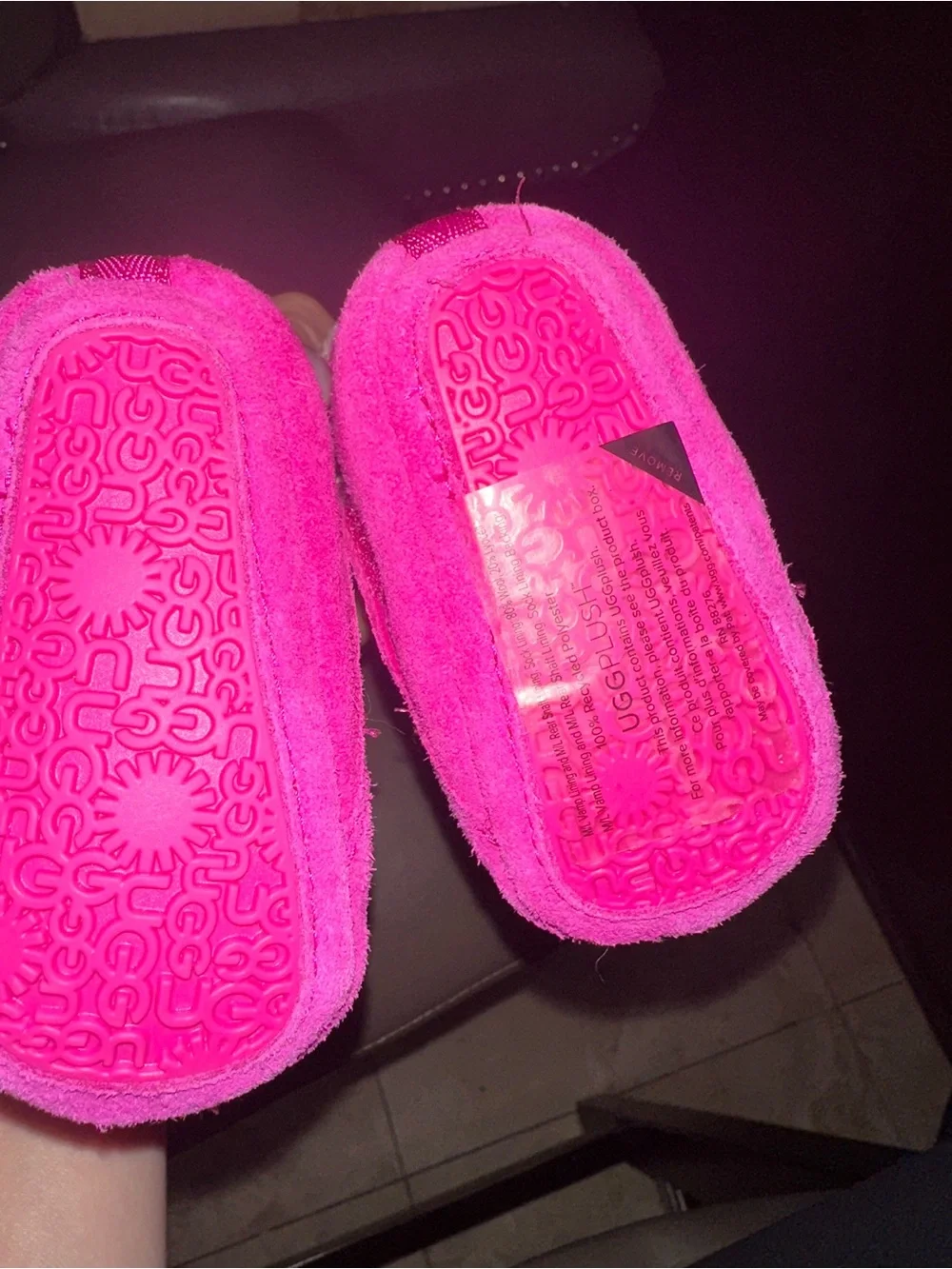 UGG Hot Pink Baby Booties with Knit Trim